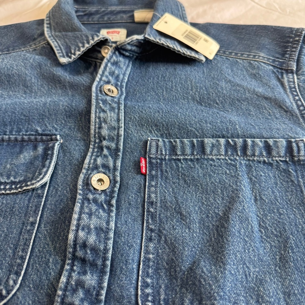 Levis Mens Denim Shirt Small Blue Long Sleeve Button Down Workwear New With Tags - Picture 3 of 13